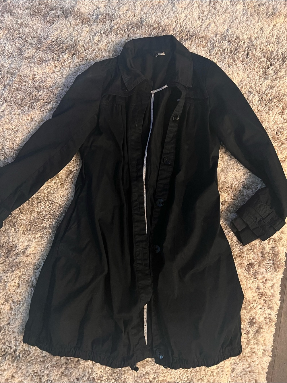 H&M Black Women's Lightweight Trench Coat - Classic Button Front